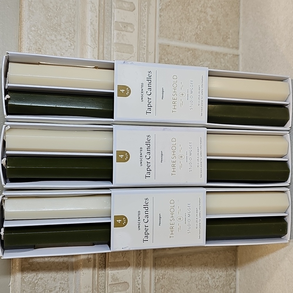 Threshold Studio McGee Olive & Cream Unscented Taper Candles (3Sets)